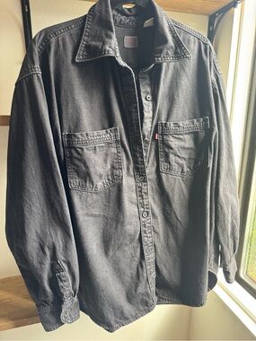 Levi's Black Button-Down Oversized Denim Utility Shirt